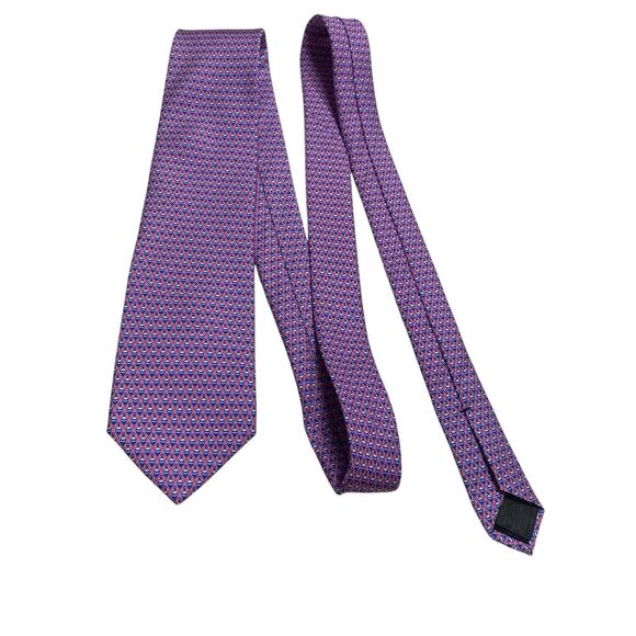 Brooks Brothers Makers Tie Men's Necktie Silk Spinning Tops Pink Bue White Long - Picture 6 of 6